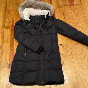 Ralph Lauren hooded down puffer coat M, zip and snap front, excellent condition